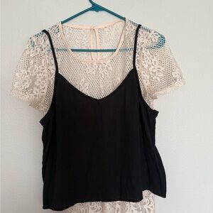 Socialite Elegant Black Lace Overlay Women's Top